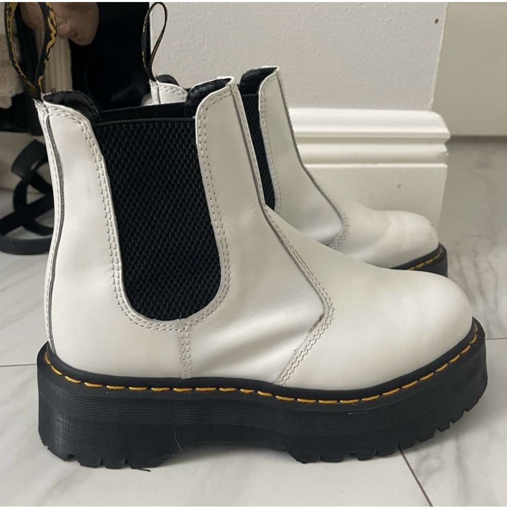Dr. Martens White Leather Chelsea Boots